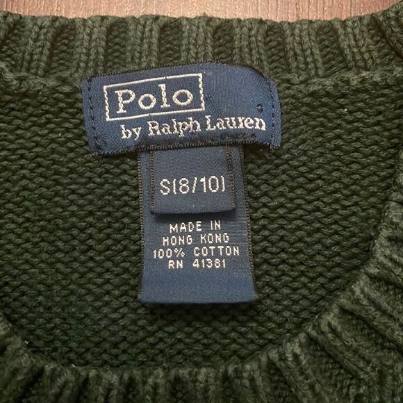 Polo Ralph Lauren Vintage Y2K Green Knit Sweater Youth Small S(8/10) Logo - Picture 5 of 9